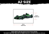 Formula E Car Multi Layer Stencil