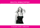 Beautiful Woman Portrait artwork — 10 colour layers plus overlayer