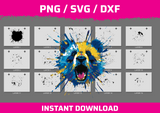 Blue and Gold Panda instant download PNG SVG DXF