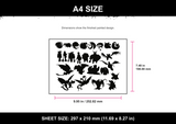 Dragon Silhouette Set A4
