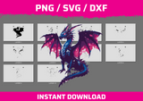 Fantasy Dragon instant download PNG SVG DXF