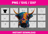 Highland Cow instant download PNG SVG DXF