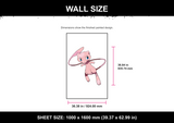 Mew Wall Size with corrected soft pink body and rose shading
