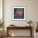Purrfect — 50 × 50 cm framed print in a room.
