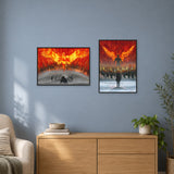 Rise and Rise Again Print Bundle — two A3 prints framed print in a room.