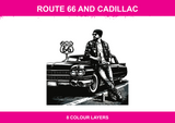 Route 66 and Cadillac colour artwork