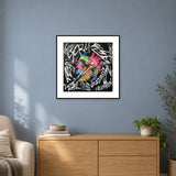 Shed Their Grin — 50 × 50 cm framed print in a room.