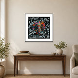 Trunk & Disorderly framed print in a styled room. Illustrative room mockup.