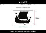 Viking Longship Silhouette A2