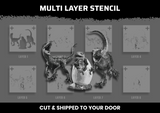 Raptor Family Multi Layer Stencil