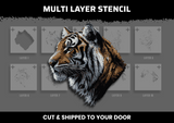 Tiger Head Multi Layer Stencil
