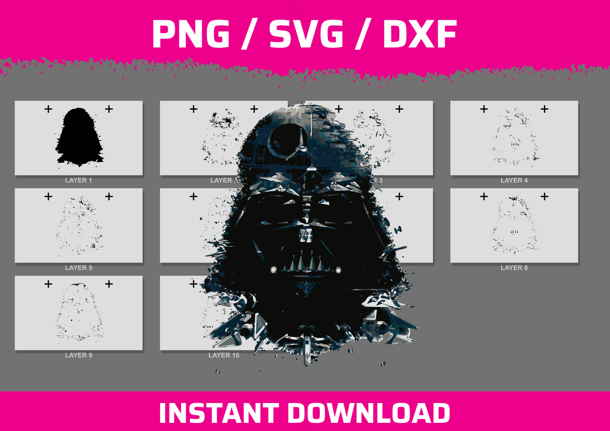 Abstract Darth Vader instant download PNG SVG DXF