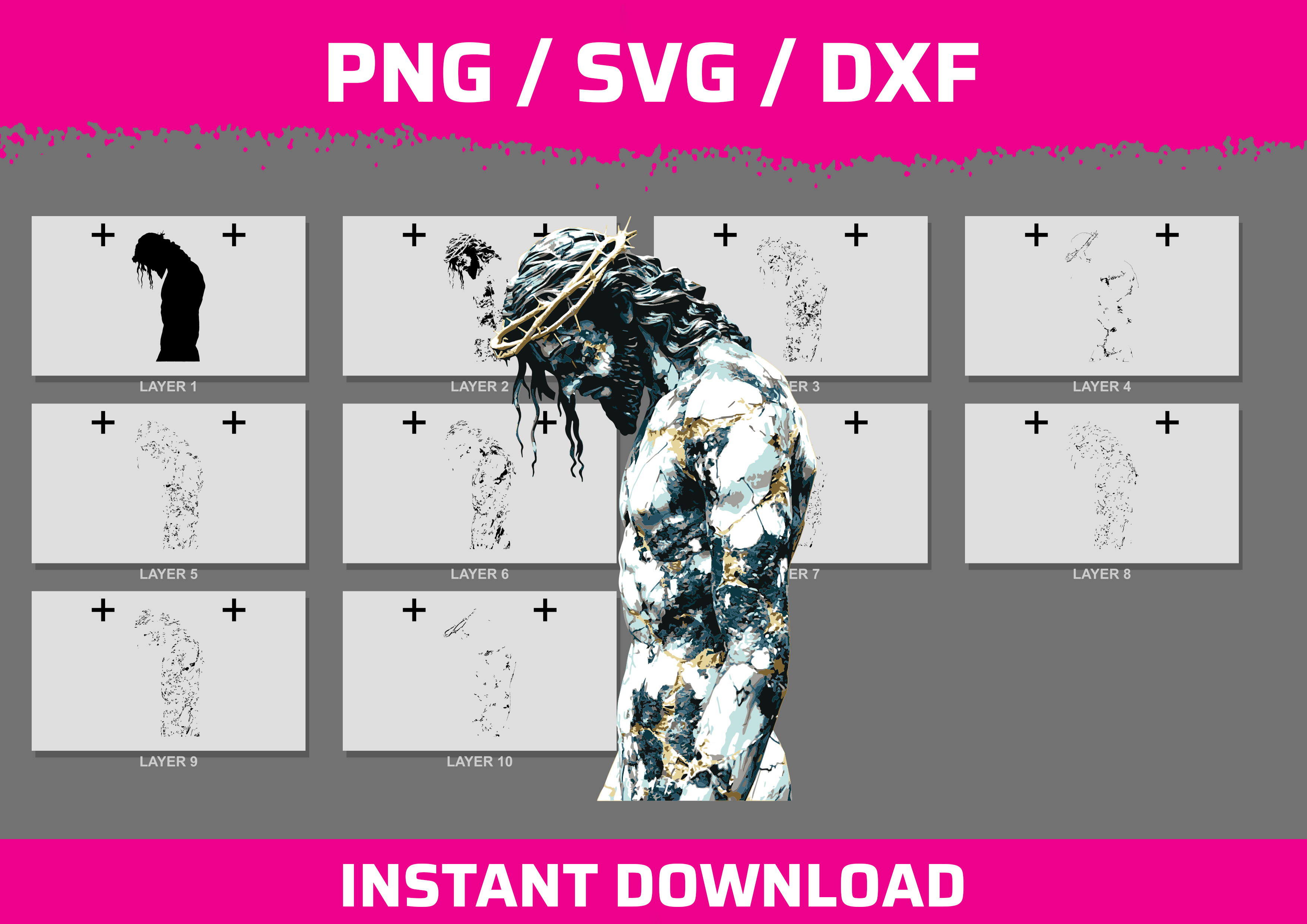 Abstract Jesus Stencil Files - Digital Download – Tomwellywells store