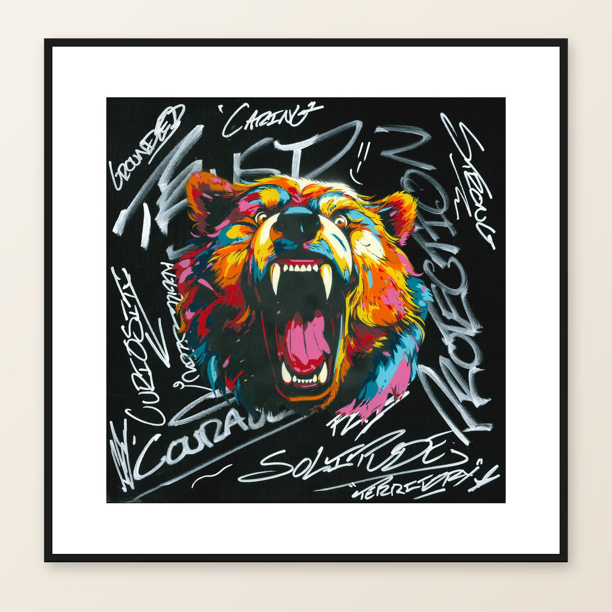 Bear With Me — 50 × 50 cm framed print mockup.