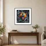 Bear With Me — 50 × 50 cm framed print in a room.