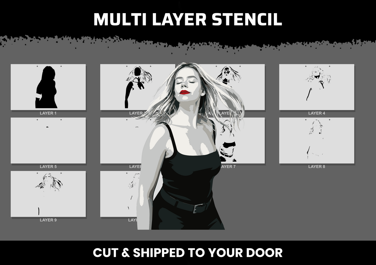 Beautiful Woman Portrait stencil - 1