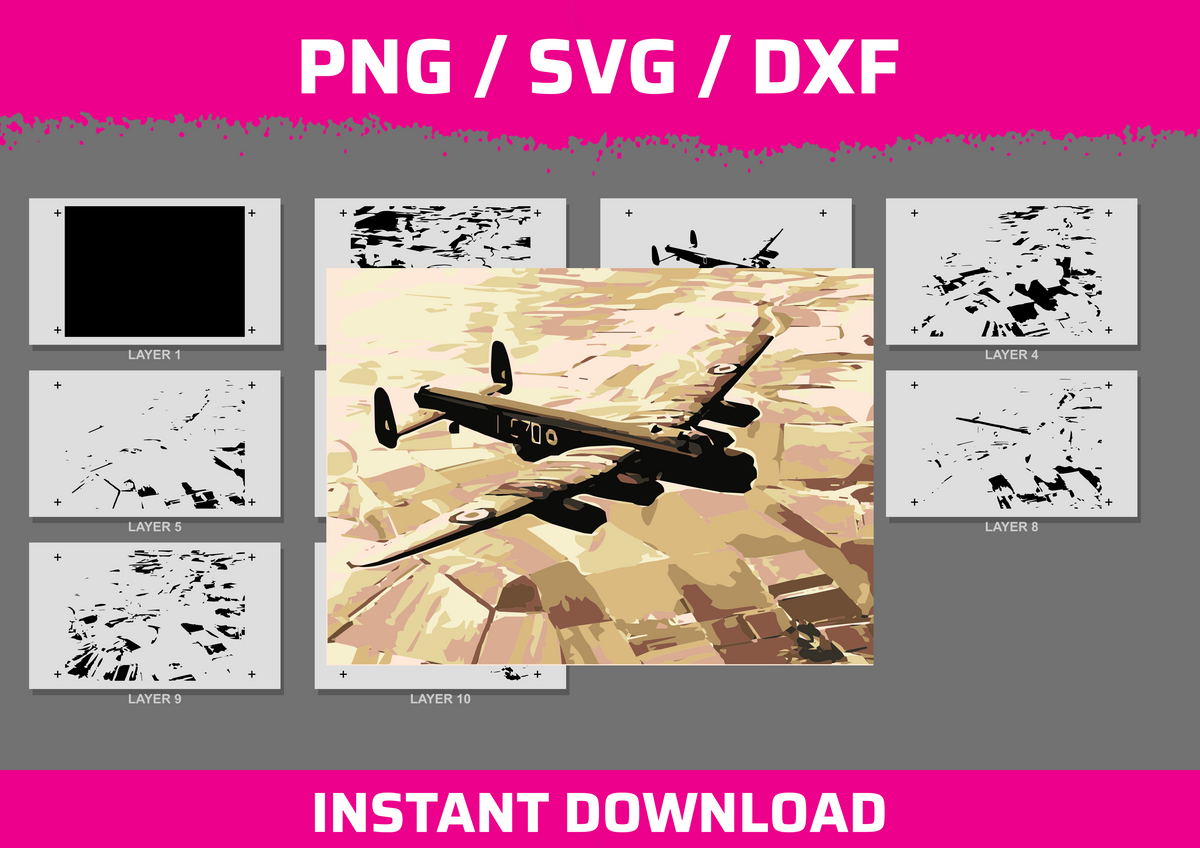 Bomber In The Sky instant download PNG SVG DXF