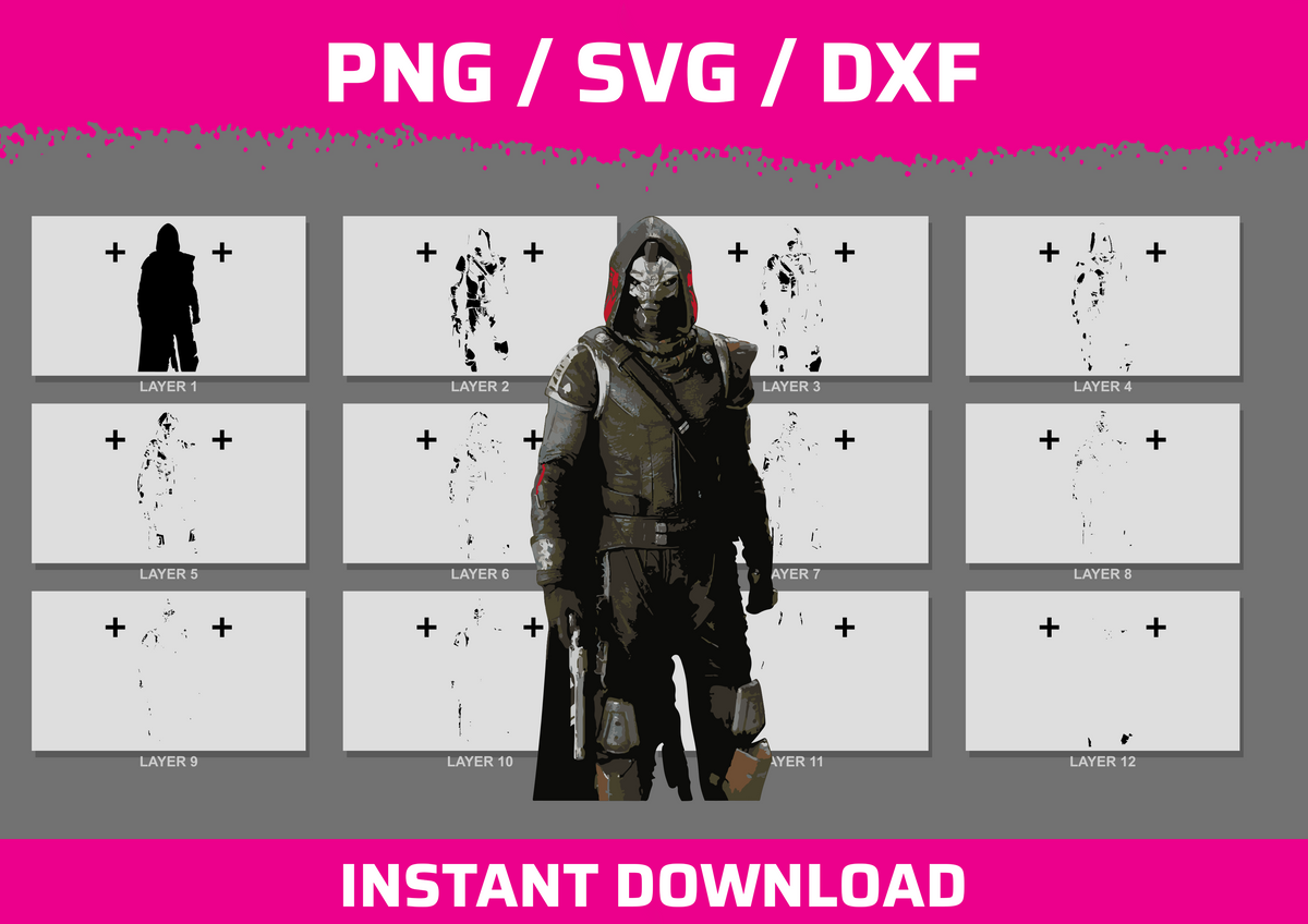Destiny Cayde-6 Front Pose instant download PNG SVG DXF