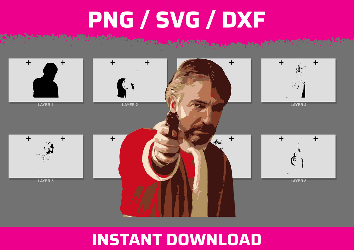 Die Hard Christmas Portrait instant download PNG SVG DXF