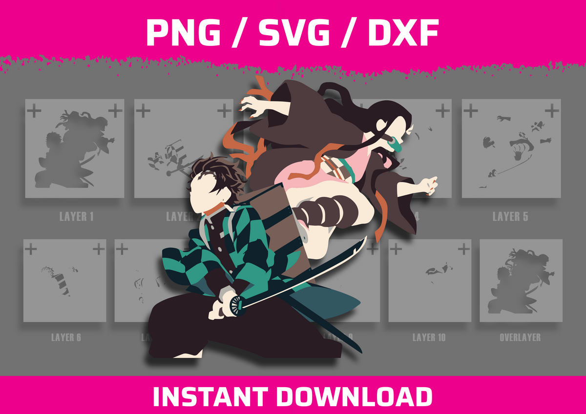 Demon Slayer Abstract Stencil Files - Digital Download