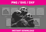 Three Skulls Stencil Files - Digital Download