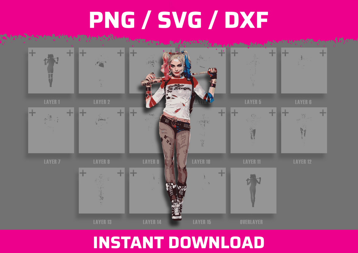 Harley Quinn Stencil Files - Digital Download