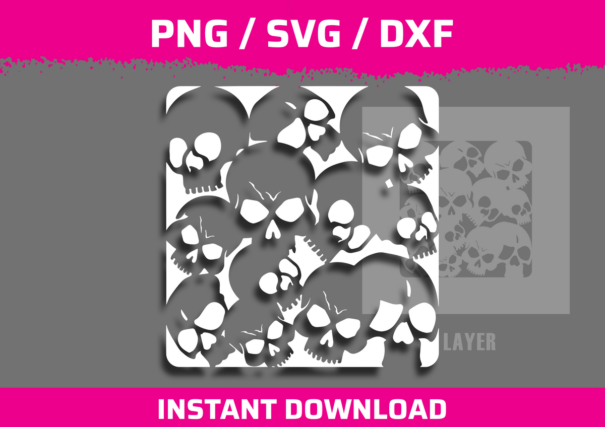 Skull 3 Stencil Files - Digital Download
