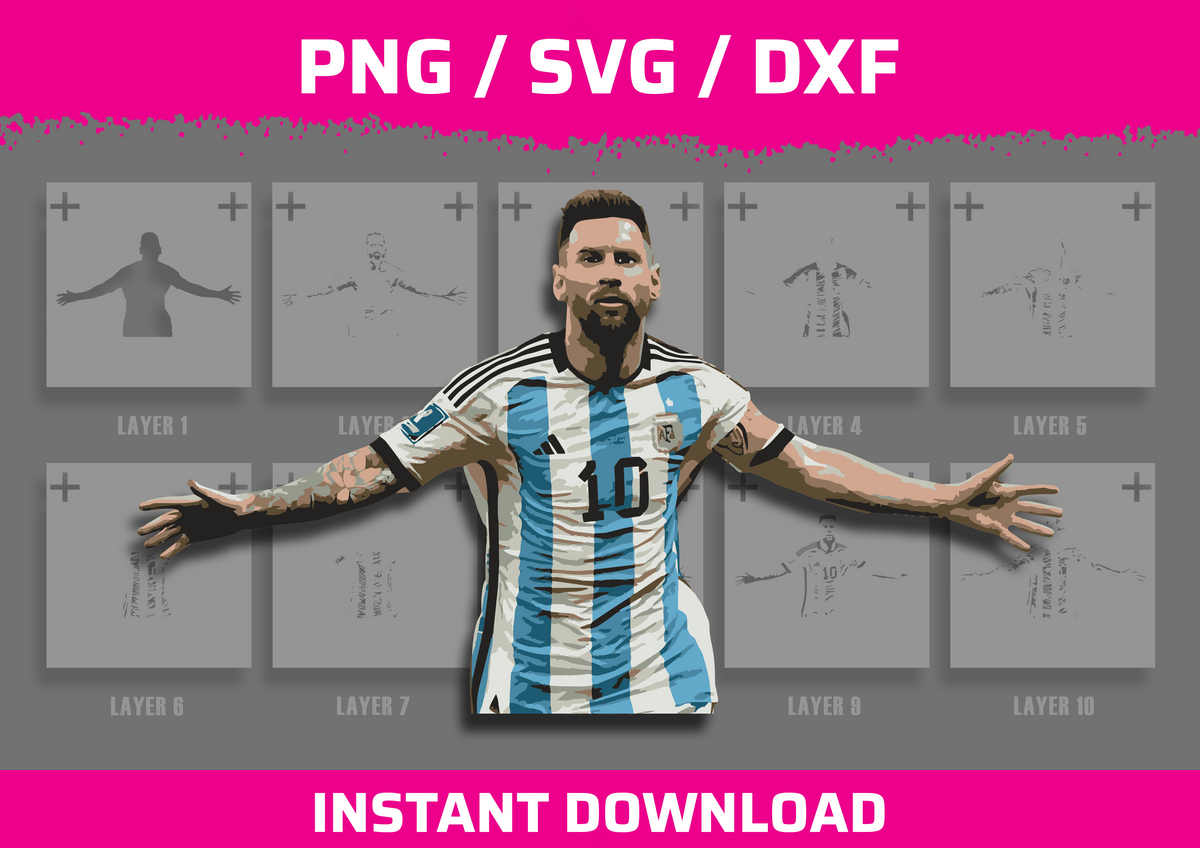 Messi Stencil Files - Digital Download