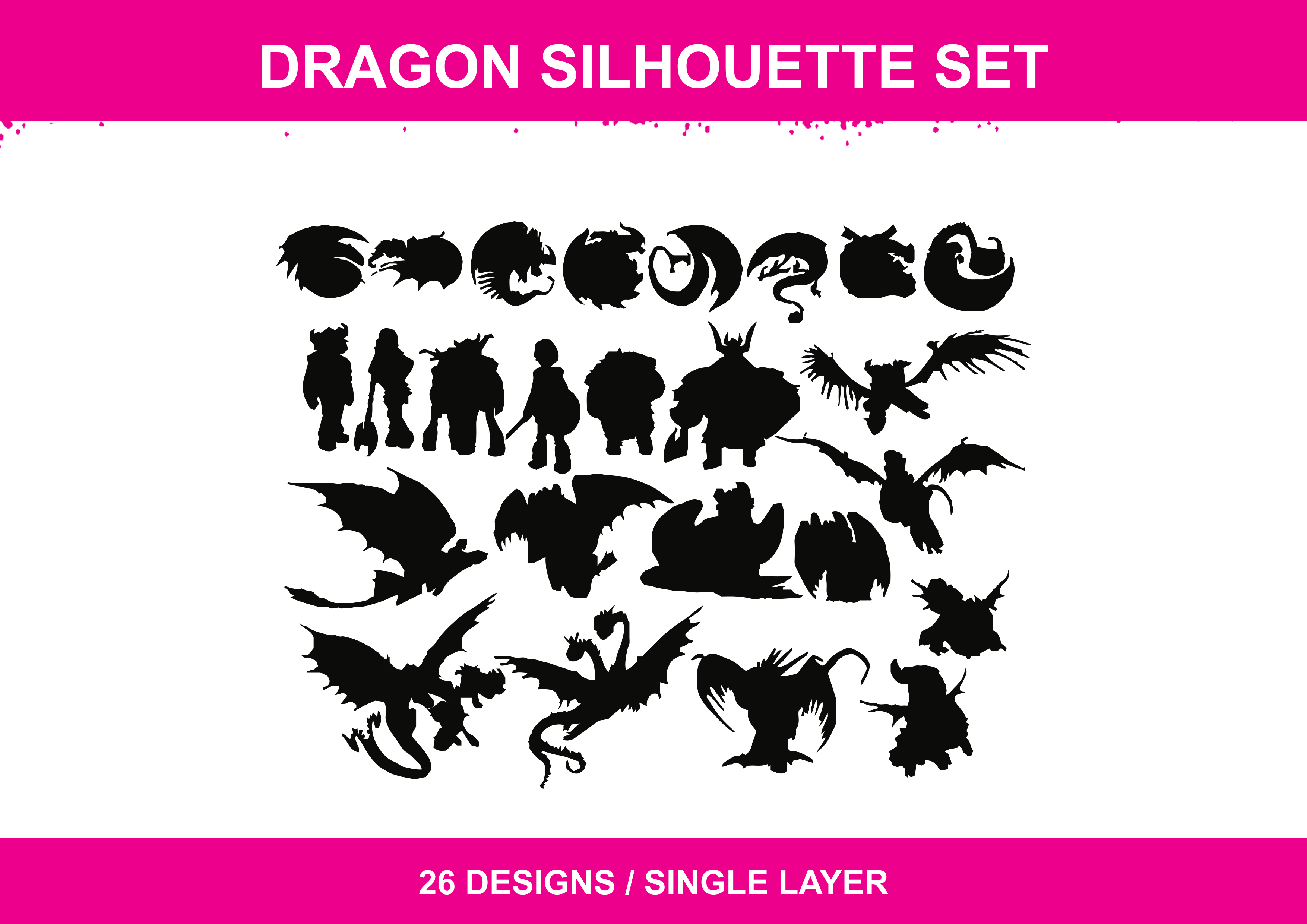 How to Train Your Dragon Silhouette Stencil Files - Digital Download ...