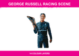 George Russell Racing Scene colour artwork