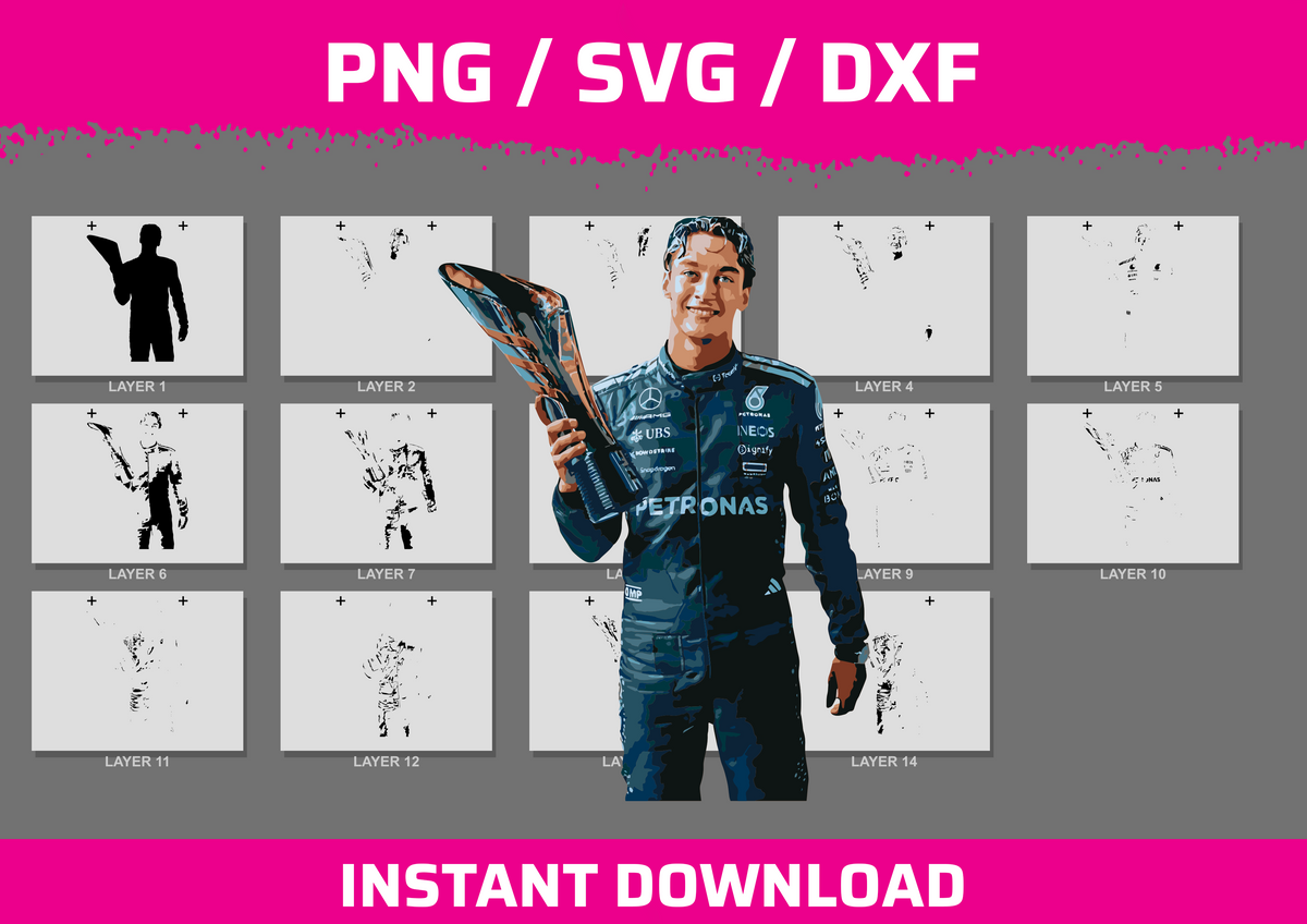 George Russell Racing Scene instant download PNG SVG DXF