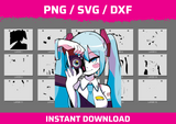 Hatsune Miku instant download PNG SVG DXF