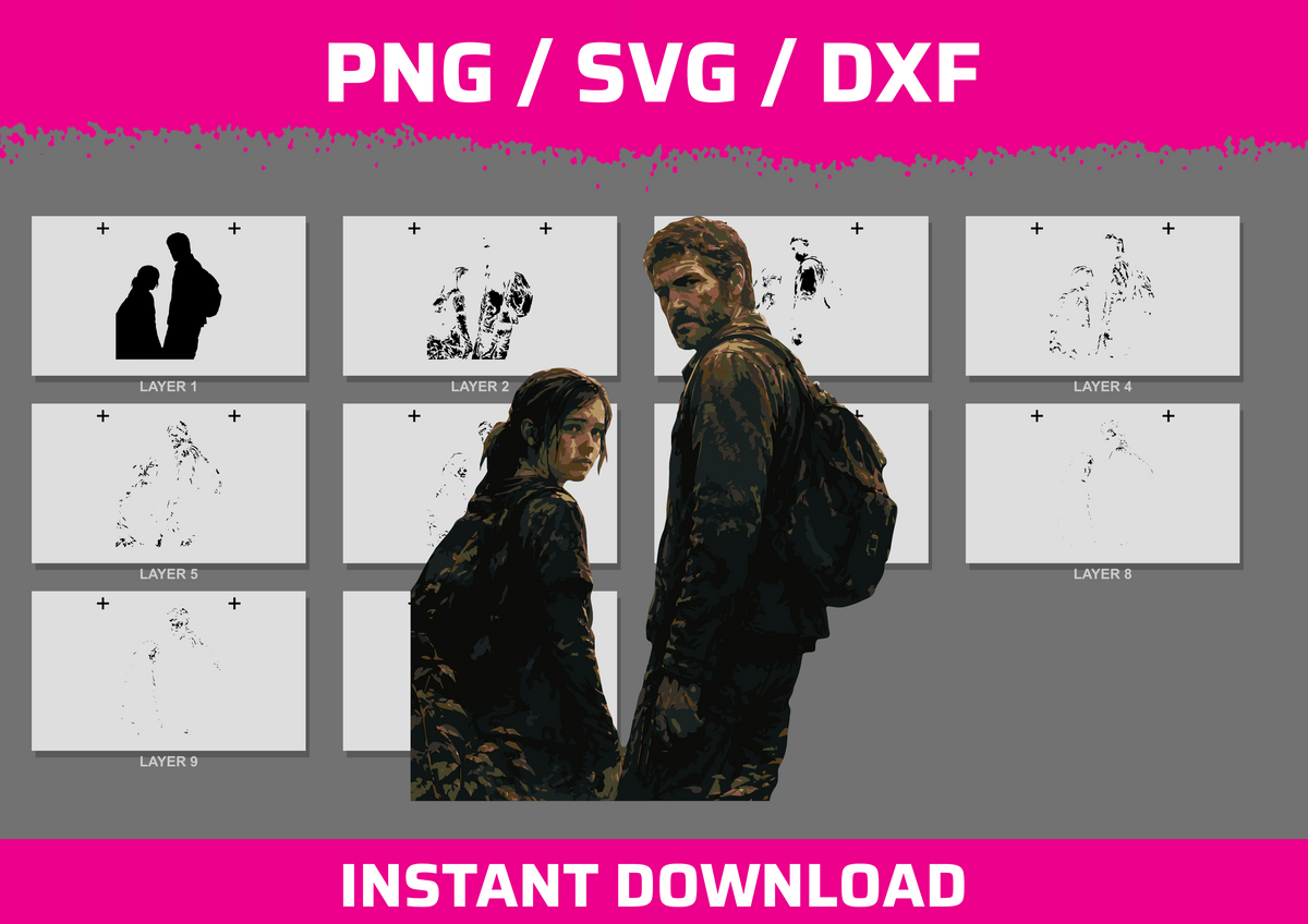 Joel and Ellie download files — 10 colour layers