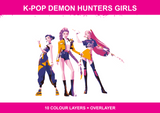 K-pop Demon Hunters Girls colour artwork