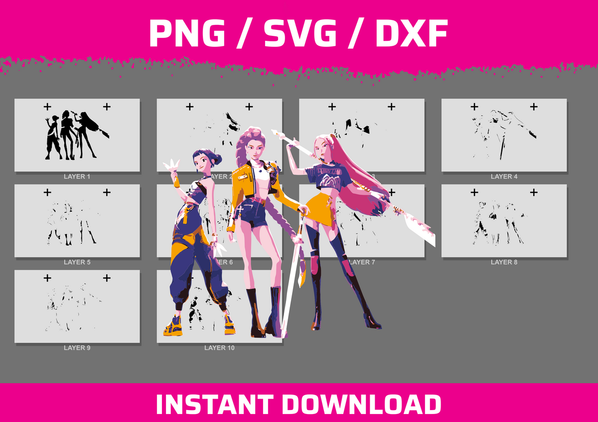 K-pop Demon Hunters Girls instant download PNG SVG DXF