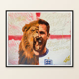 Lion’s Celebration framed print on a neutral background. Illustrative framed mockup.