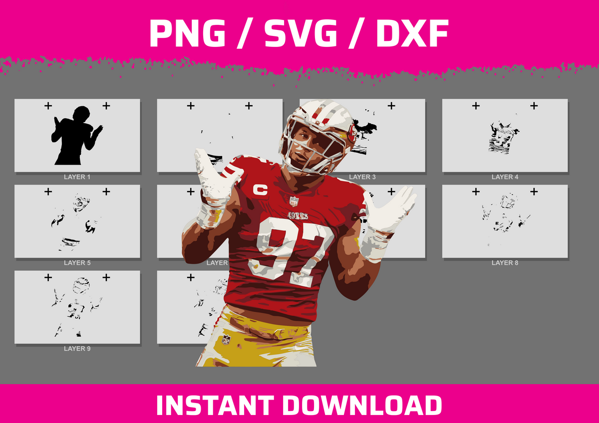 Nick Bosa instant download PNG SVG DXF