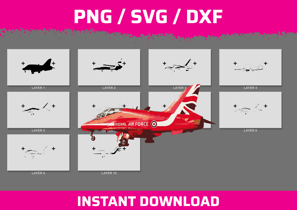 Red Arrows Plane instant download PNG SVG DXF