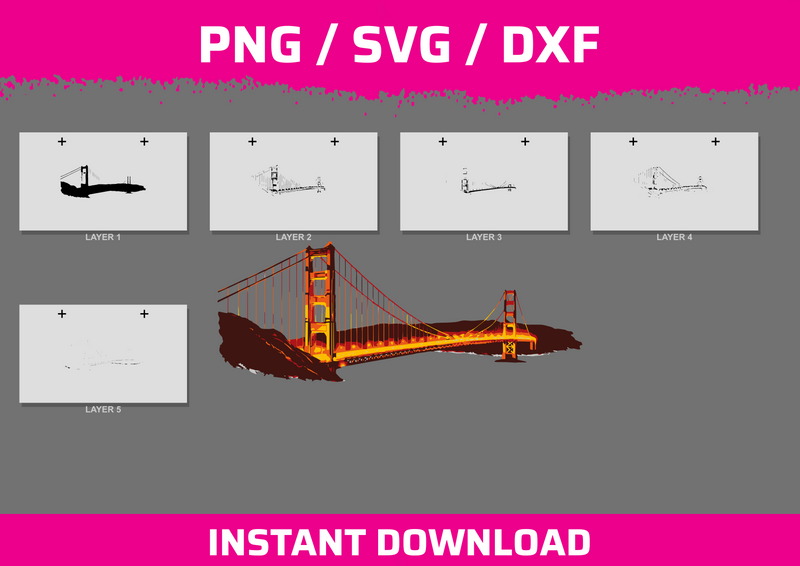San Francisco Golden Gate Bridge Stencil Files - Digital Download ...