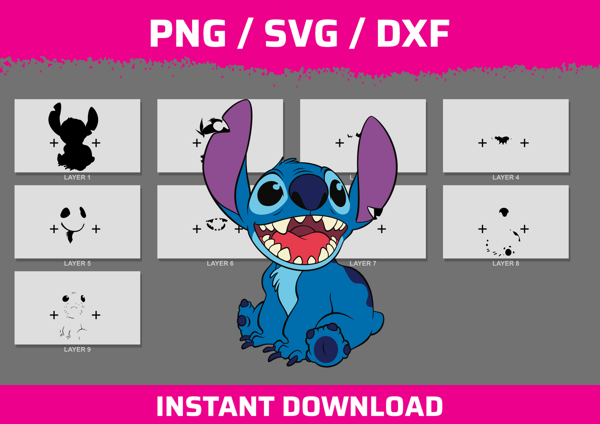 Stitch instant download PNG SVG DXF