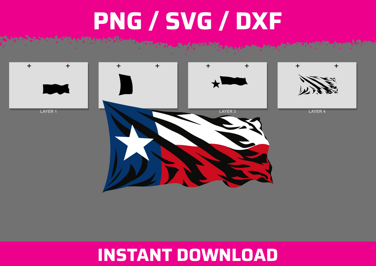 Texas Flag instant download PNG SVG DXF