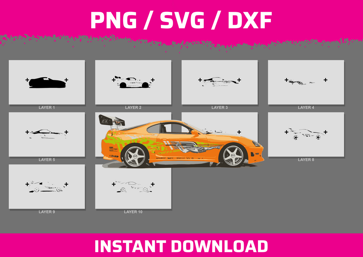 Toyota Supra instant download PNG SVG DXF