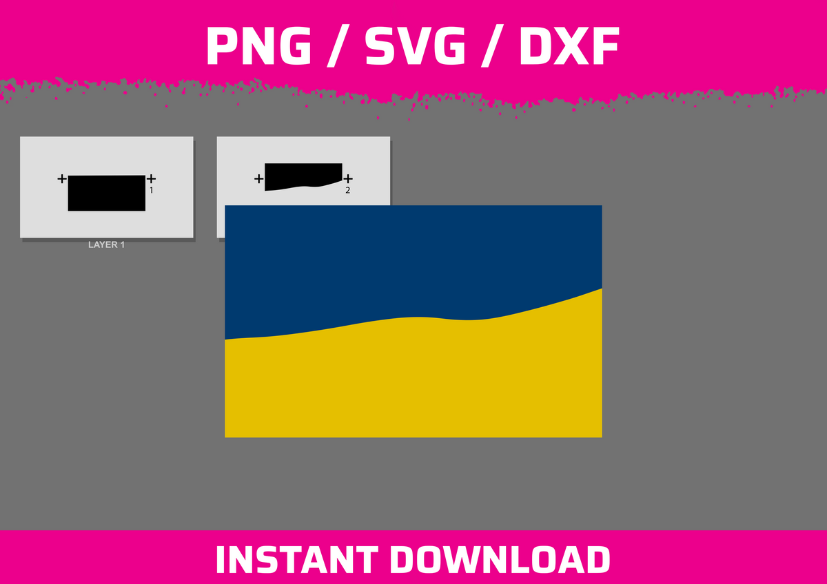 Ukraine Waving Flag instant download PNG SVG DXF