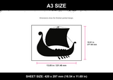 Viking Longship Silhouette A3