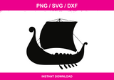 Viking Longship Silhouette instant download PNG SVG DXF