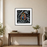 Wing It — 50 × 50 cm framed print in a room.