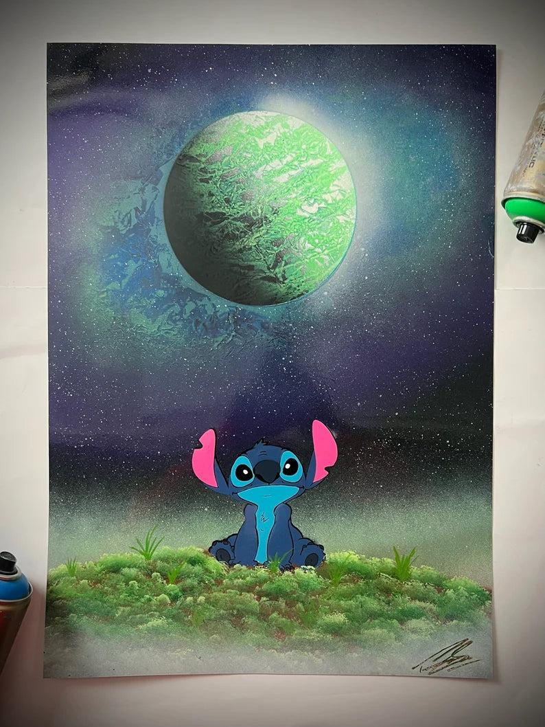 Stitch on a Hill — original painting.
