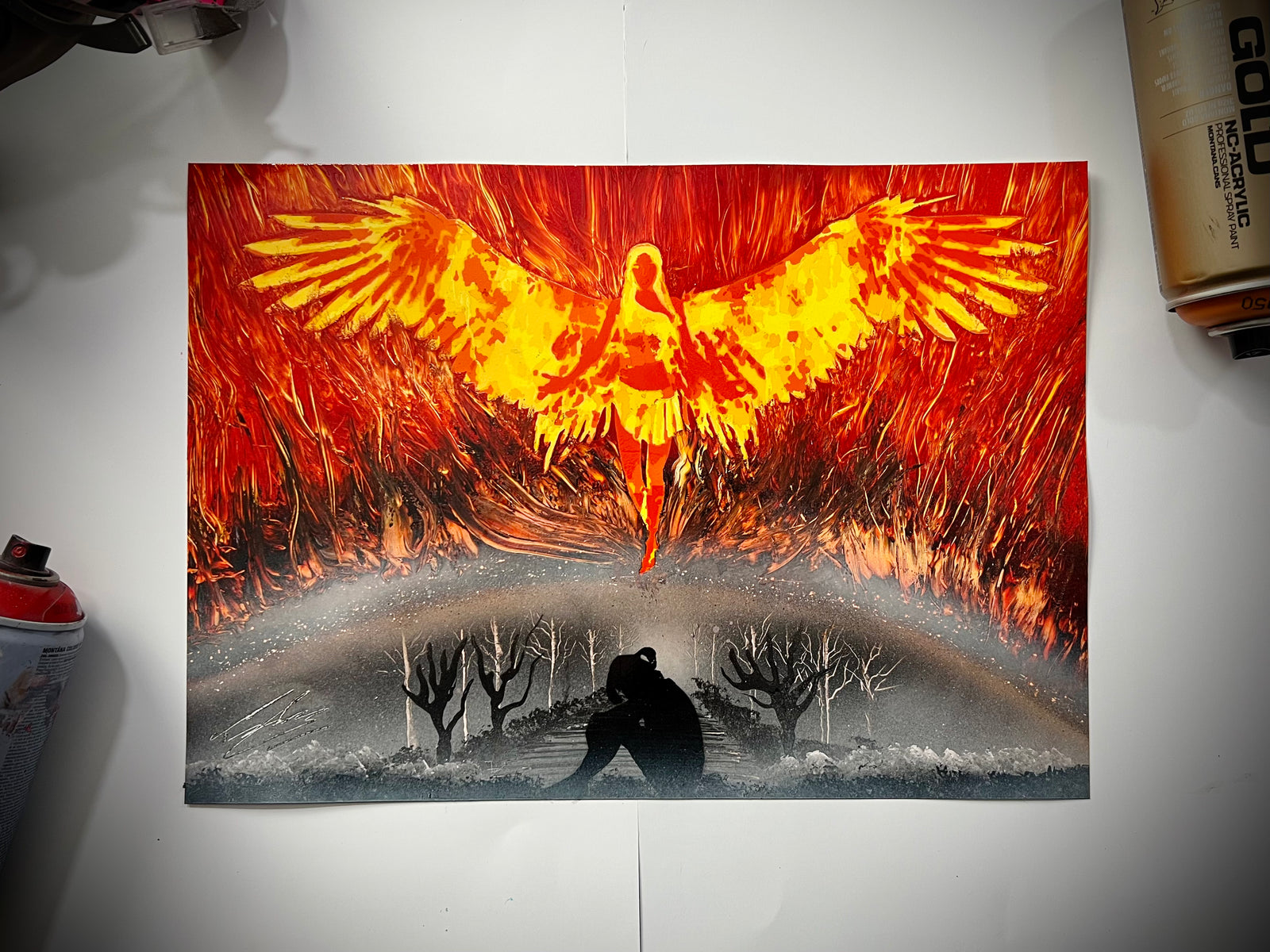 Rise — example hand-painted artwork; each repaint is unique.